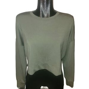 Rebel Sugar Olive Green Cropped Sweatshirt S